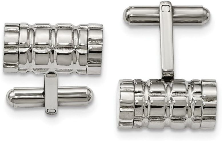 Stainless Steel Grooved Cylindrical Cuff Links