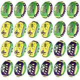 VioraWhite 24 Pcs Mini Mardi Gras Football Stress Ball Bulk Parade Throws 3.4 Inch Small Leather Stress Relief Ball for Carnival Masquerade New Orleans Party Gift Fillers(Purple,Green,Yellow)