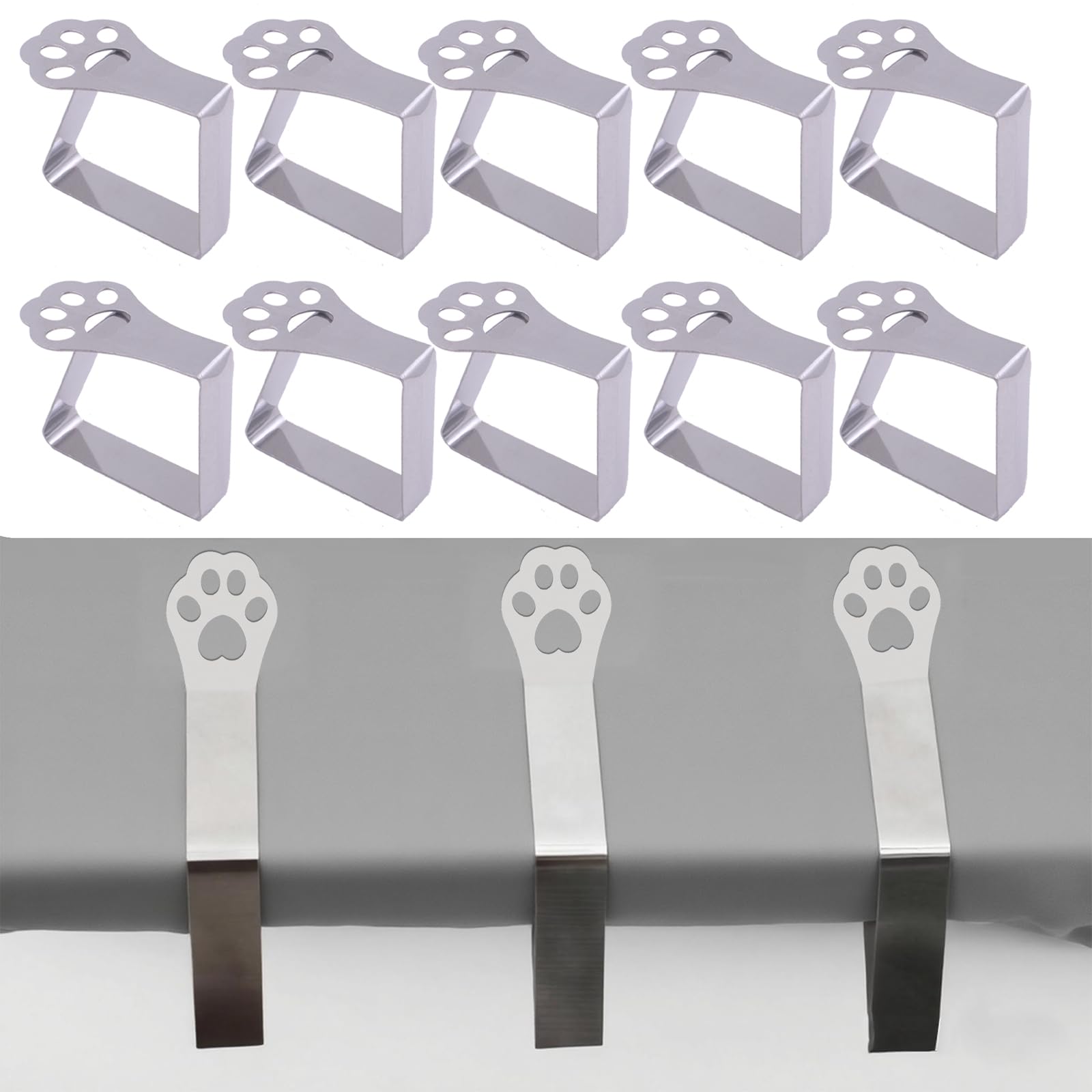 Soporte para mantel para mesas gruesas, 10 unidades de garras de gato, resistentes a la intemperie, de acero inoxidable, clips para mantel para mesa de jardín, restaurante, mesa de comedor
