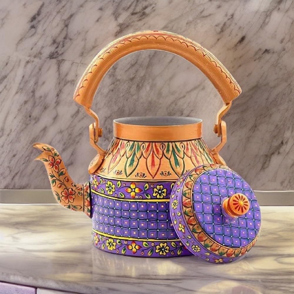 Handpainted Aluminum Tea Kettle - Copper -16