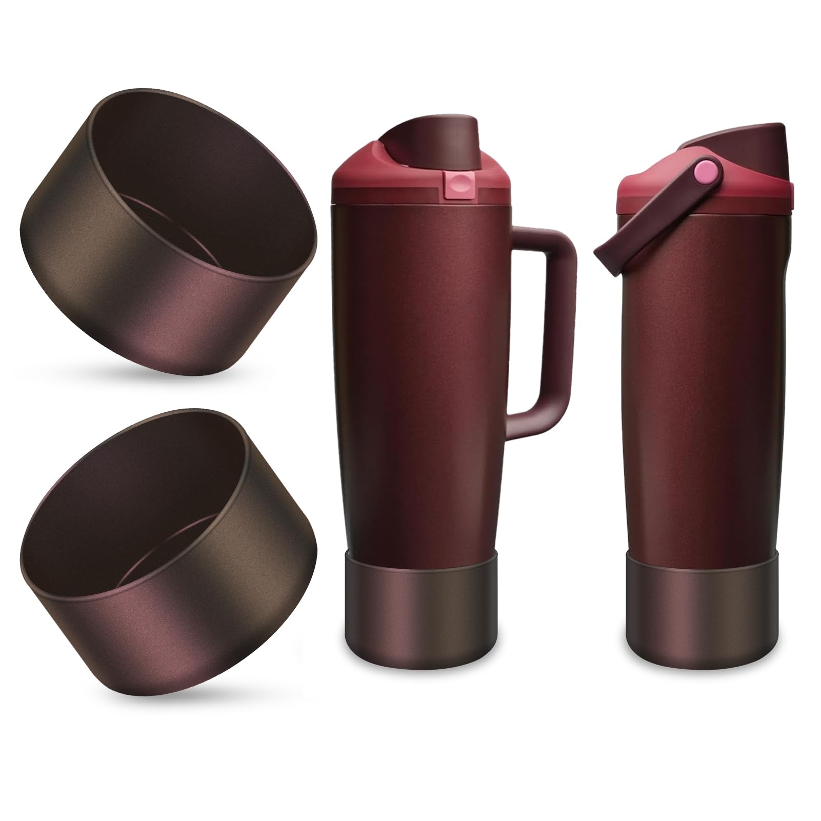 BKBY 2PCS Silicone Boot Compatible with Owala 30oz & 40oz FreeSip Sway Bottles & Tumblers, Protective Anti-Slip Bottom Cover Sleeve for Freesip Sway Tumbler (Chameleon Red Gold)