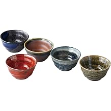 Japanese Mino Ware Ceramic Guinomi Sake Cups Set, 2.68 Inches in Diameter 2.0 Fluid Ounces, Set of 5 Made in Japan