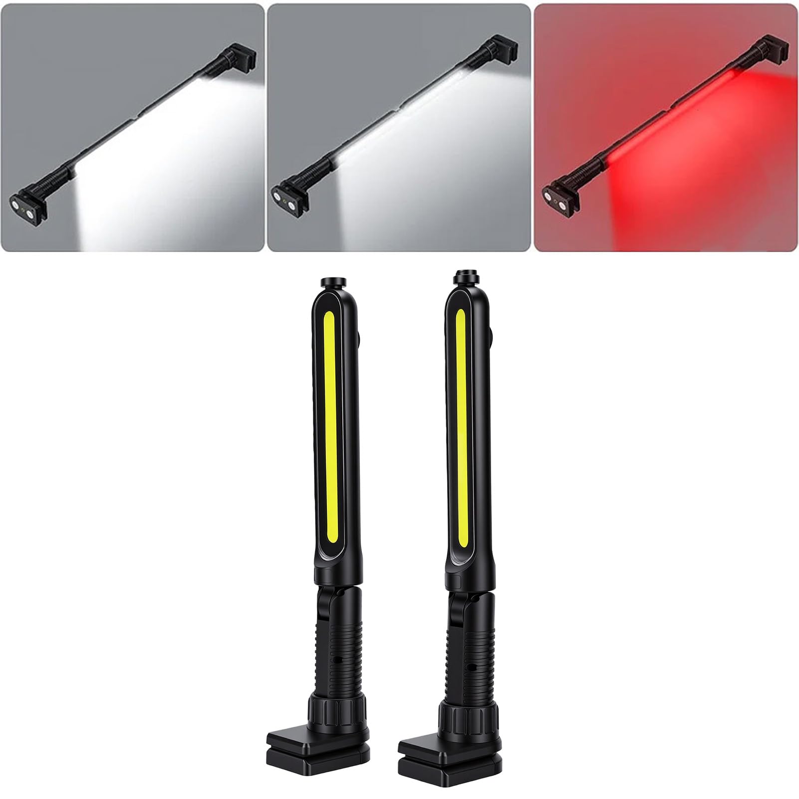 GOWENIC Barra Luminosa da Lavoro Pieghevole Magnetica 2400LM Lampada da Meccanico a LED Ricaricabile con Sensore a Infrarossi Batteria da 4400 MAh per Lavori di Emergenza in Garage di Riparazione Auto