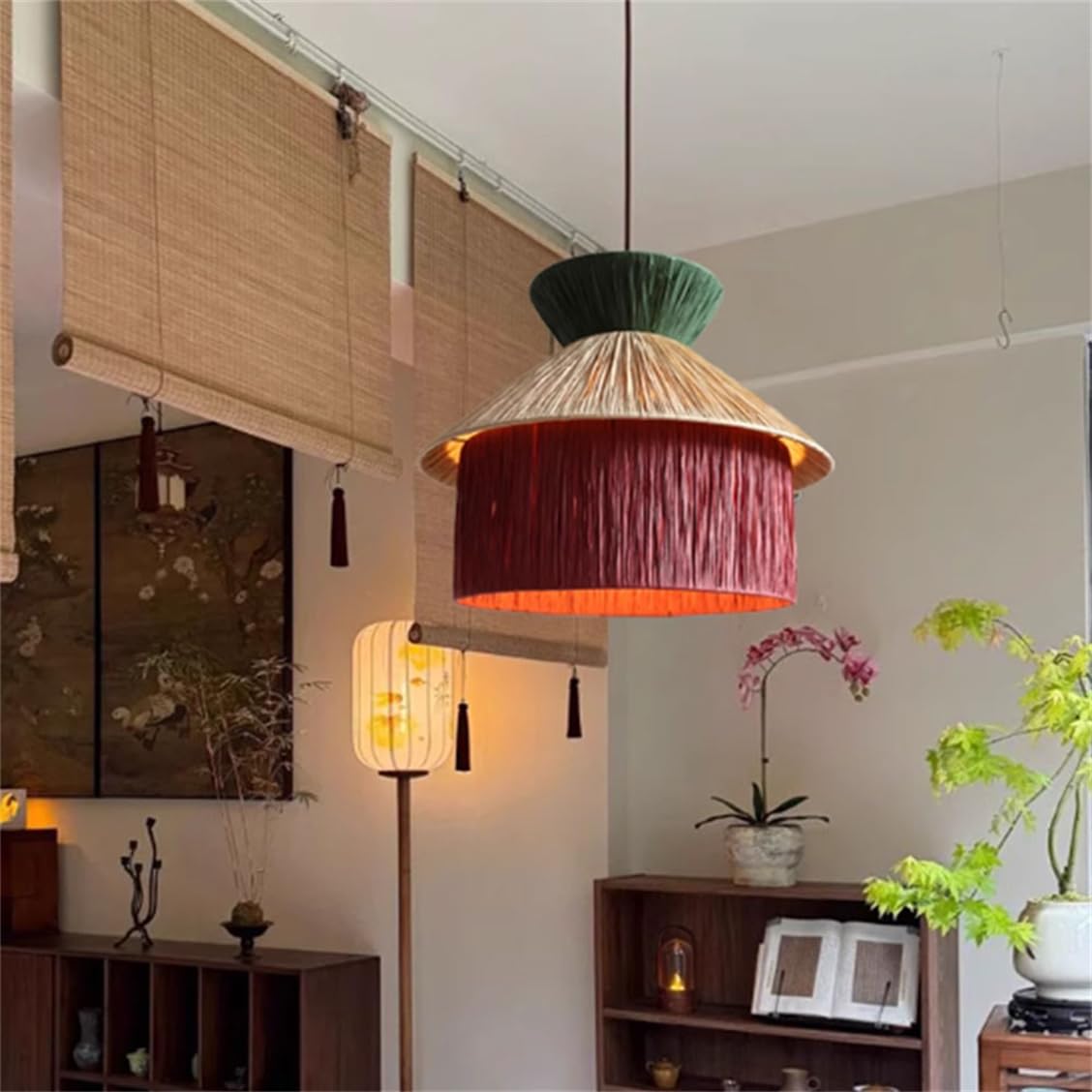 Lampadario Vintage Di Metà Secolo Con Paralume A Sospensione