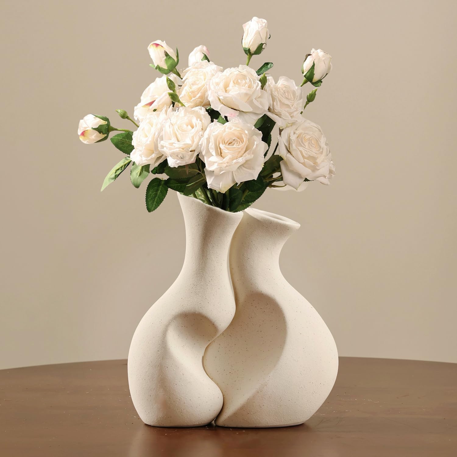 Ceramic Vases for Decor, Set of 2 Small Heart Shaped Decorative Vase Modern Boho Aesthetic Flower Vase for Table Centerpiece Wedding Dining Living Room Office Décor, Beige - Image 6