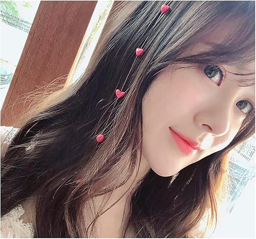 Miniatura 2 de 3 piezas de acrílico Love Heart Bead Streamline Hair Extensions Hair Pinzas para el cabello, horquillas laterales para el cabello, horquillas para