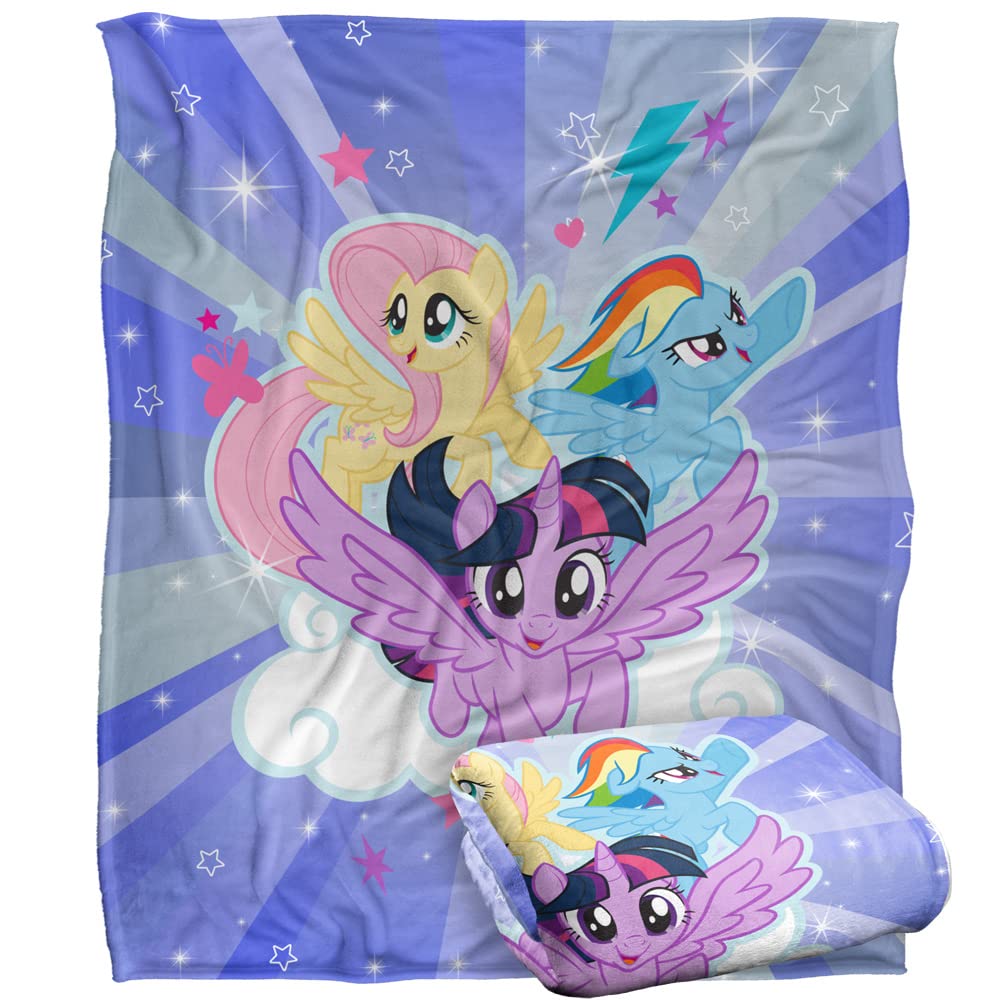 My Little Pony Unisex White Starry Sky Silky Touch Super Soft Throw Blanket 152 X 127 Cm In