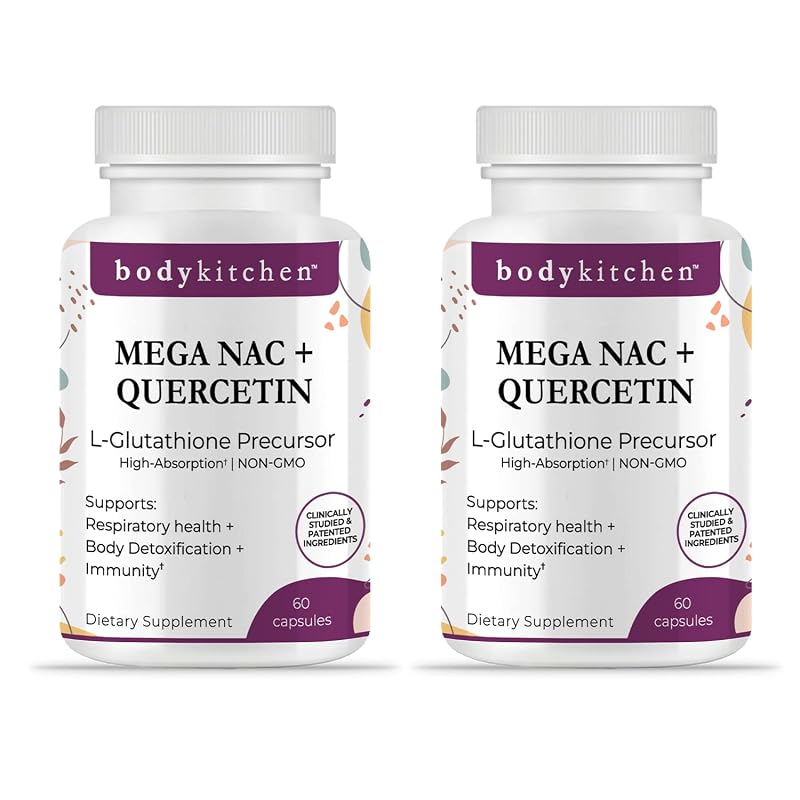 Body Kitchen Suplemento de N-acetilcisteína com quercetina 600 mg, pacote com 2