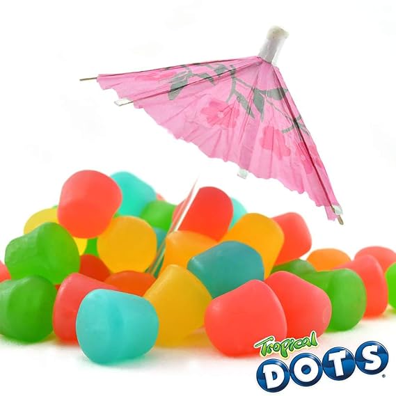 DOTS Individually Wrapped Candy - Tropical Gummy Candy Flavors Grapefruit, Melon, Paradise Punch, Mango and Island Nectar - Gluten Free, Kosher & Peanut Free Gumdrops - Bulk 24ct, 2.2oz Dots Boxes