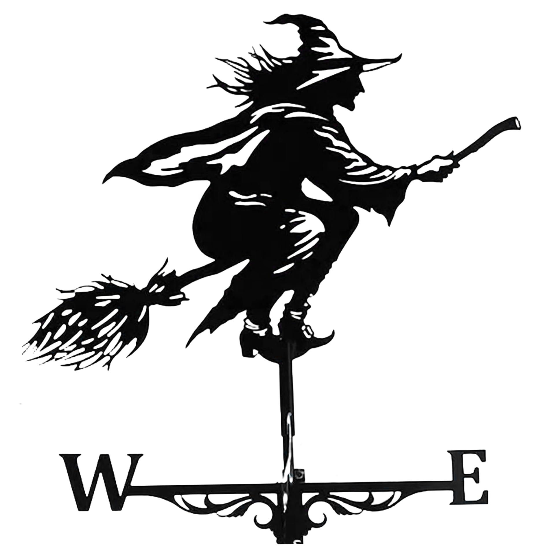 Wetterhahn Wetterfahne für Garten Hexenwetter Vane für Gartenschuppen Hexenwind Vane 37x60 cm Metall Black Hohlwind Richtung Indikator Dachhalterung für Farm Yard Gavoebo Dekor