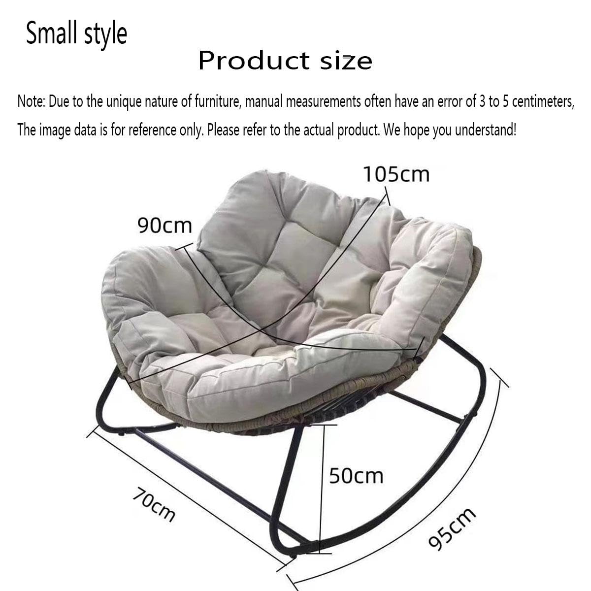 Mecedora para exteriores, silla Papasan de tejido de ratán con cojín grueso, diseño cómodo y agradable al tacto para uso en interiores y exteriores, perfecta para sala de estar, porche y jardín