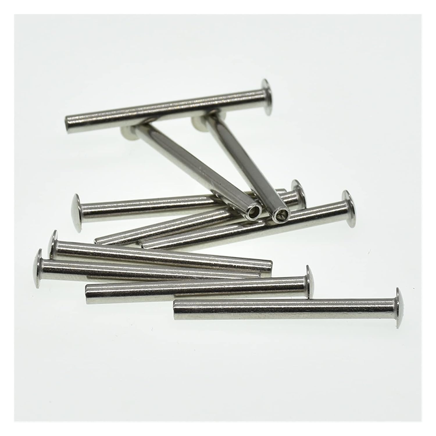 Wshao Store M3 M4*3/4/5/6/8/10/12/14/16/18/20/25/30mm GB873 304 Stainless Steel Oval Head Semi-Tubular Rivets Round Head Half Hollow Shank (Color : M4(1000Pcs)_14mm)