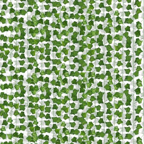 12 Pack Artificial Ivy Garland 84 Ft Fake Vines Hanging Plants for Room Decor 72 Leaves Aesthetic Faux Greenery Garland Vines with Strengthened Joint Prevent Leaves Falling Off for Wall Decor