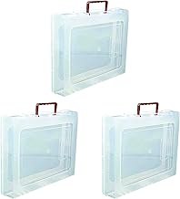 Multipurpose Plastic Rectangular Storage Boxes with Locks and Handle Matte Finish for Saree, Laptop, Books (Set of 3, Bahurani)