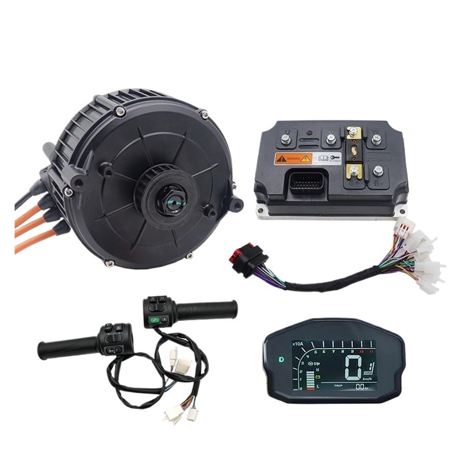Mid Drive Motor, QS165 5KW PMSM Mid Drive Motor Hall Type with EM260S Controller DKD Speedometer and T08 Throttle(Sprocket Type)