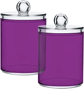 Amazon.com: 2 Pack Qtip Holder Organizer Dispenser Clear Purple ...