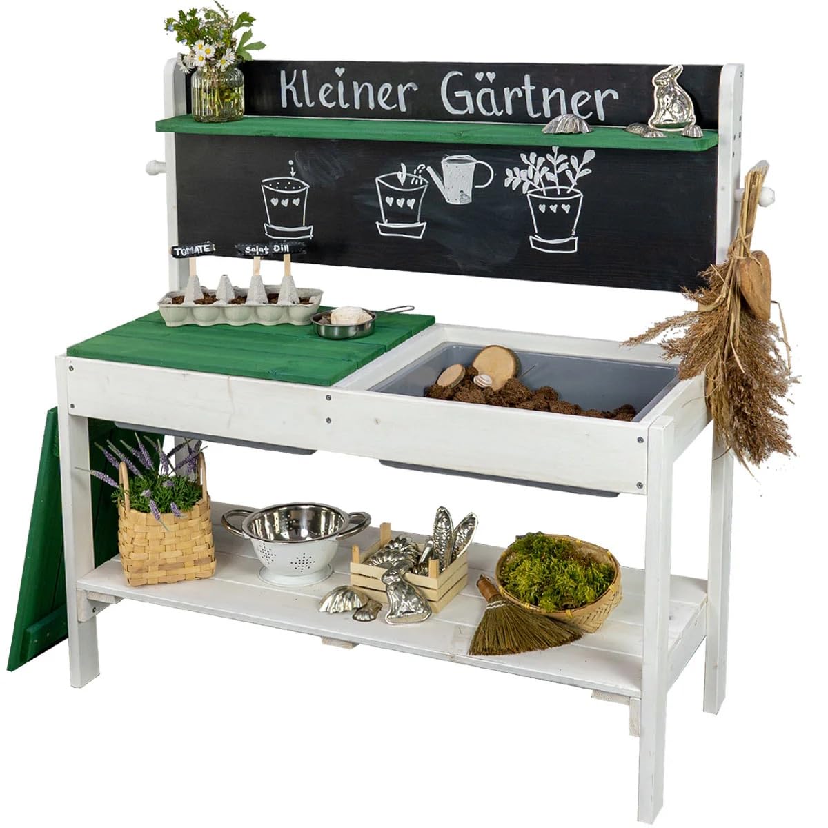 Meppi Matschküche aus Holz - Outdoorküche für Kinder - Pflanztisch - Basteltisch Outdoor