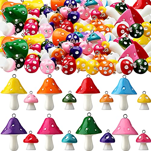 Hicarer 80 Pieces Mushroom Pendant Charm Mushroom Resin Charms Cute Mushroom Shape Charms Diy Pendant Jewelry Pendants For Bracelets Necklaces Earrings Keychains Diy Crafts Making (Multi Colors) #TOP6