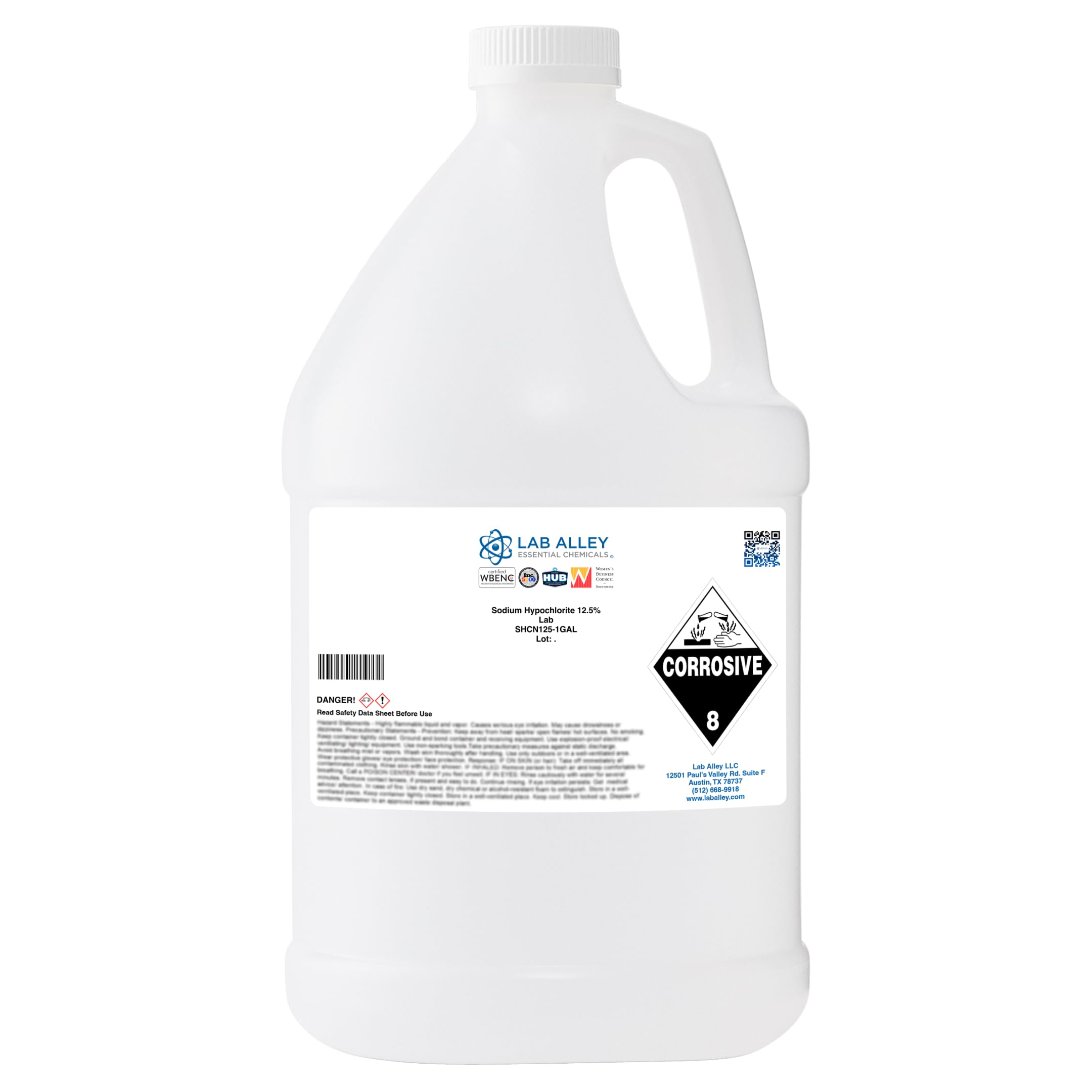 Lab Alley Liquid Chlorine 12.5% Sodium Hypochlorite, for Swimming Pools, Spas & Power Washing, Fast-Acting, Non-Staining, 5 Gallons