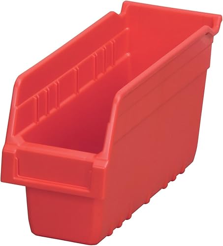 Akro-Mils 30040 ShelfMax - Caja de plástico para anidar, 12 pulgadas de largo x 4 pulgadas de ancho x 6 pulgadas de alto, caja de 16, color rojo