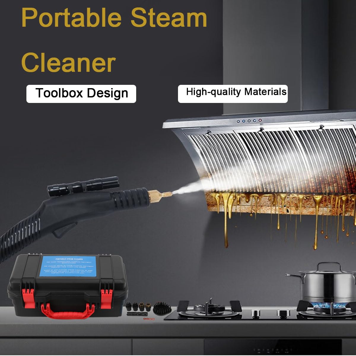 Pulitore a Vapore ad Alta Temperatura 100 – 120 °C, Pulitore a Vapore Elettrici a Mano, Domestico ad Alta Pressione Vapore per Auto, Pavimenti e Divano, Moquette, Pulizia 3000 W