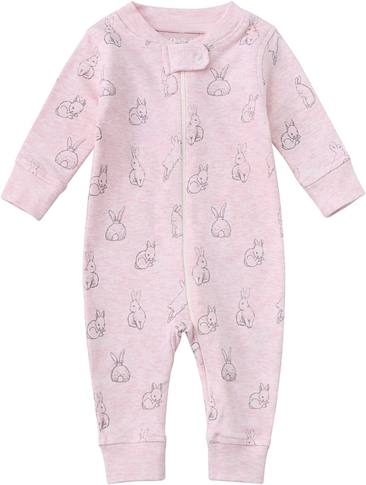 Owlivia Organic Cotton Baby Boy Girl Zip up Sleep 'N Play Pjs, Footless, Long Sleeve
