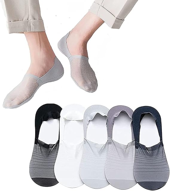5/10 Pairs Invisible Ice Silk Boat Socks Summer Breathable Socks, Men's