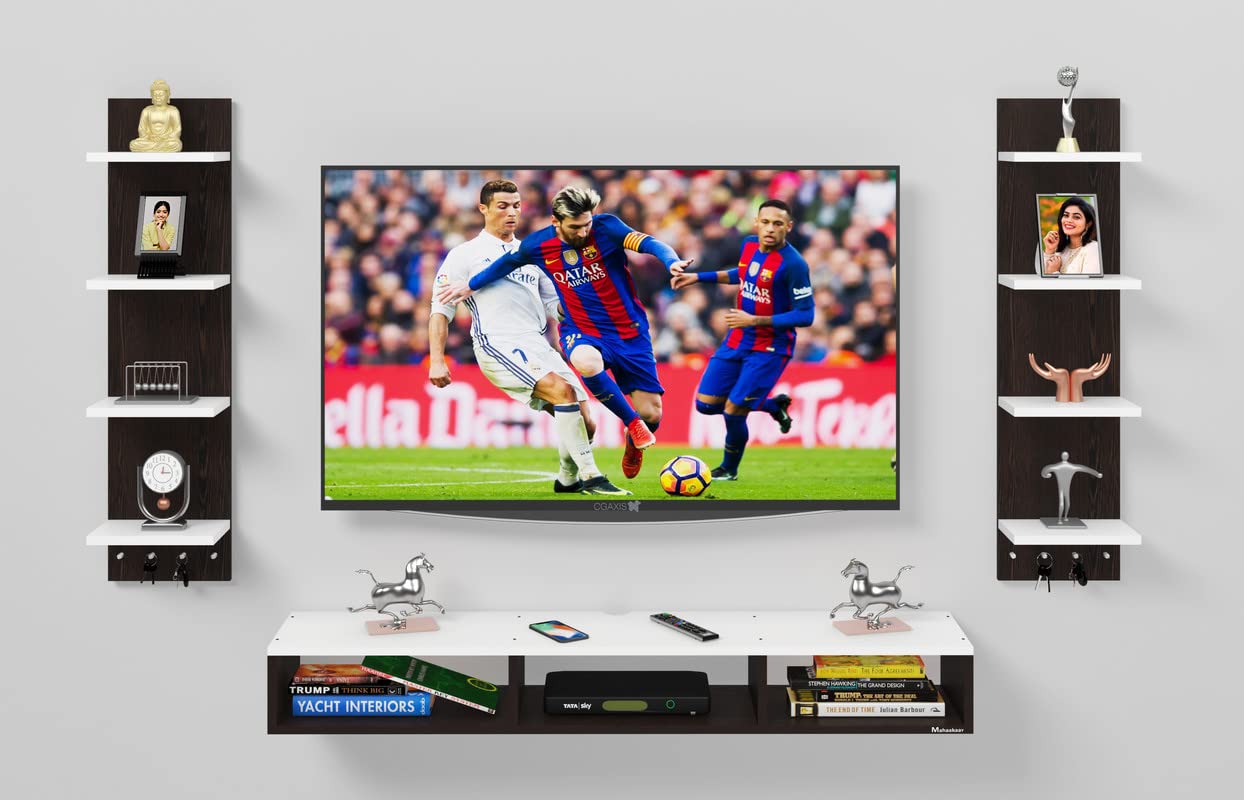 Mahaakaay Lyla Engineered Wood TV Entertainment Unit Wall Mount Wenge White 32 to 55 Inch-image-37