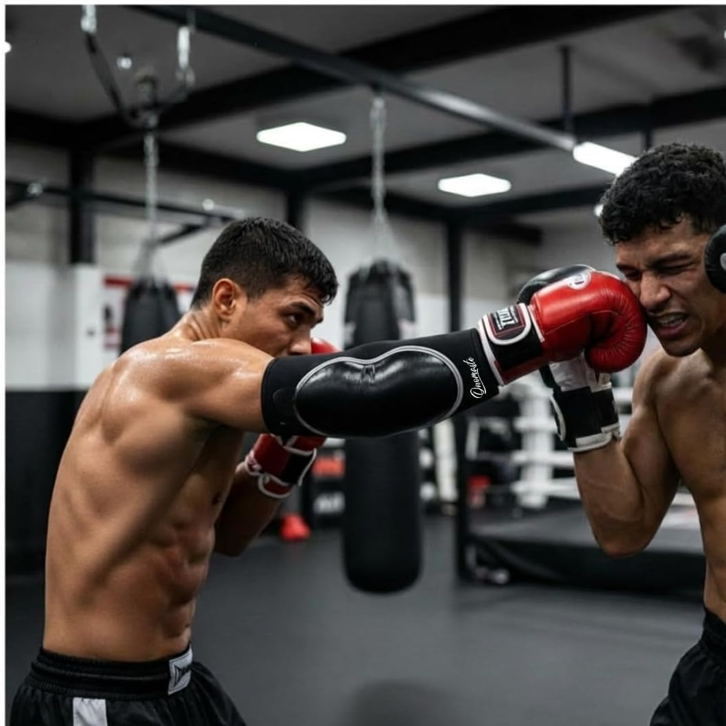 Ellenbogenbandage, Muay Thai, MMA, Thaiboxen, Thaiboxen, Ellenbogen, Sehnenscheidenentzündung, Ellenbogenschutz, Schwarz x Schwarz, Einheitsgröße