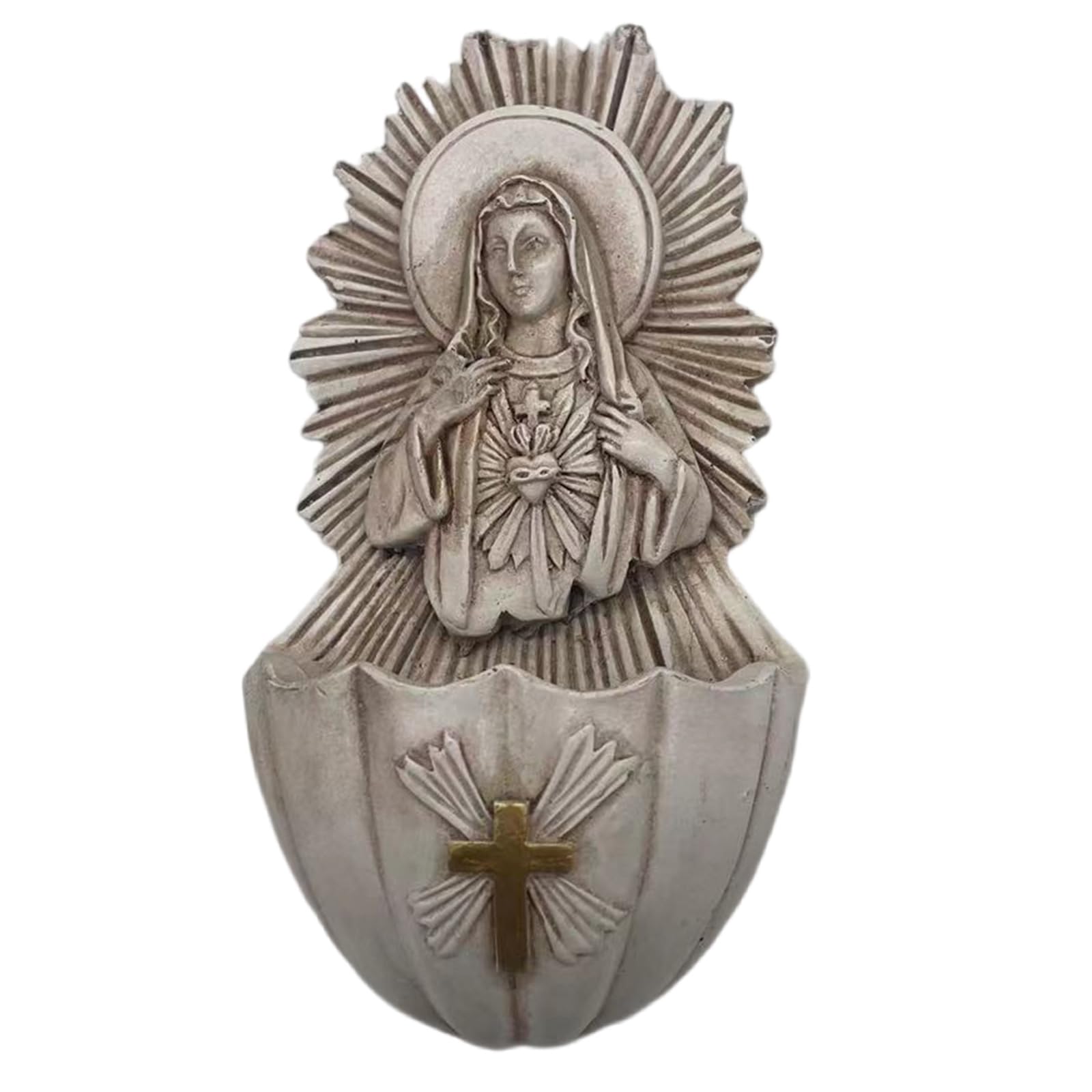 Xinyin Sacred Resins Holy Water Font Key Holder Box Religious Sculpture Wall Hanging Ornament For Home Office Entrance Decors