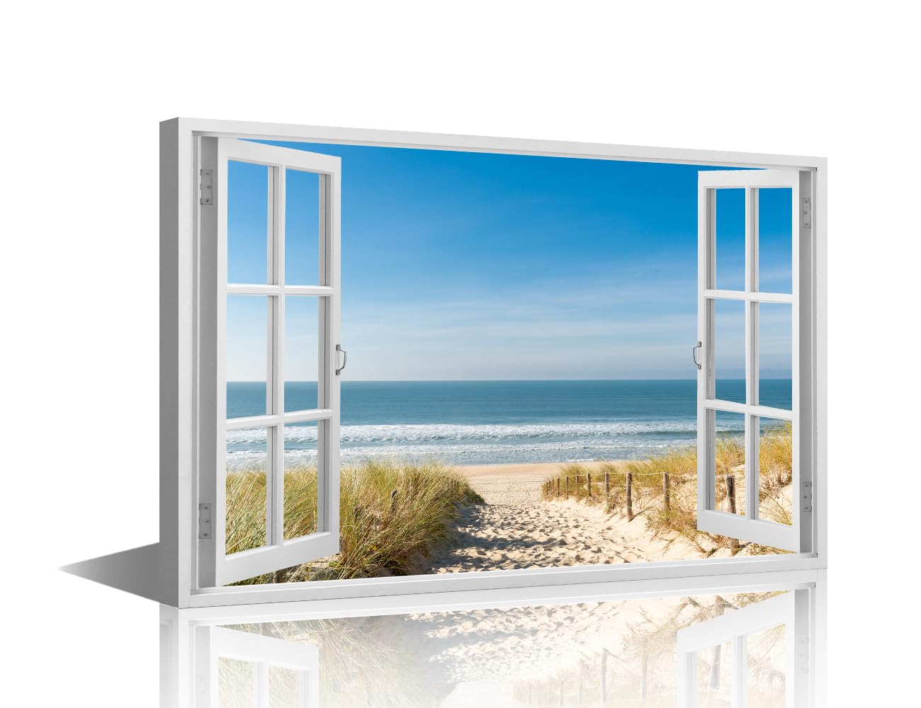 1 Panel Wall Art Seascape Painting Print On Canvas Nature Landscape Pictures for Bedroom Home Decor Beach Scene Modern Artwork Stretched By Wooden Framed Ready to Hang, 36x24in