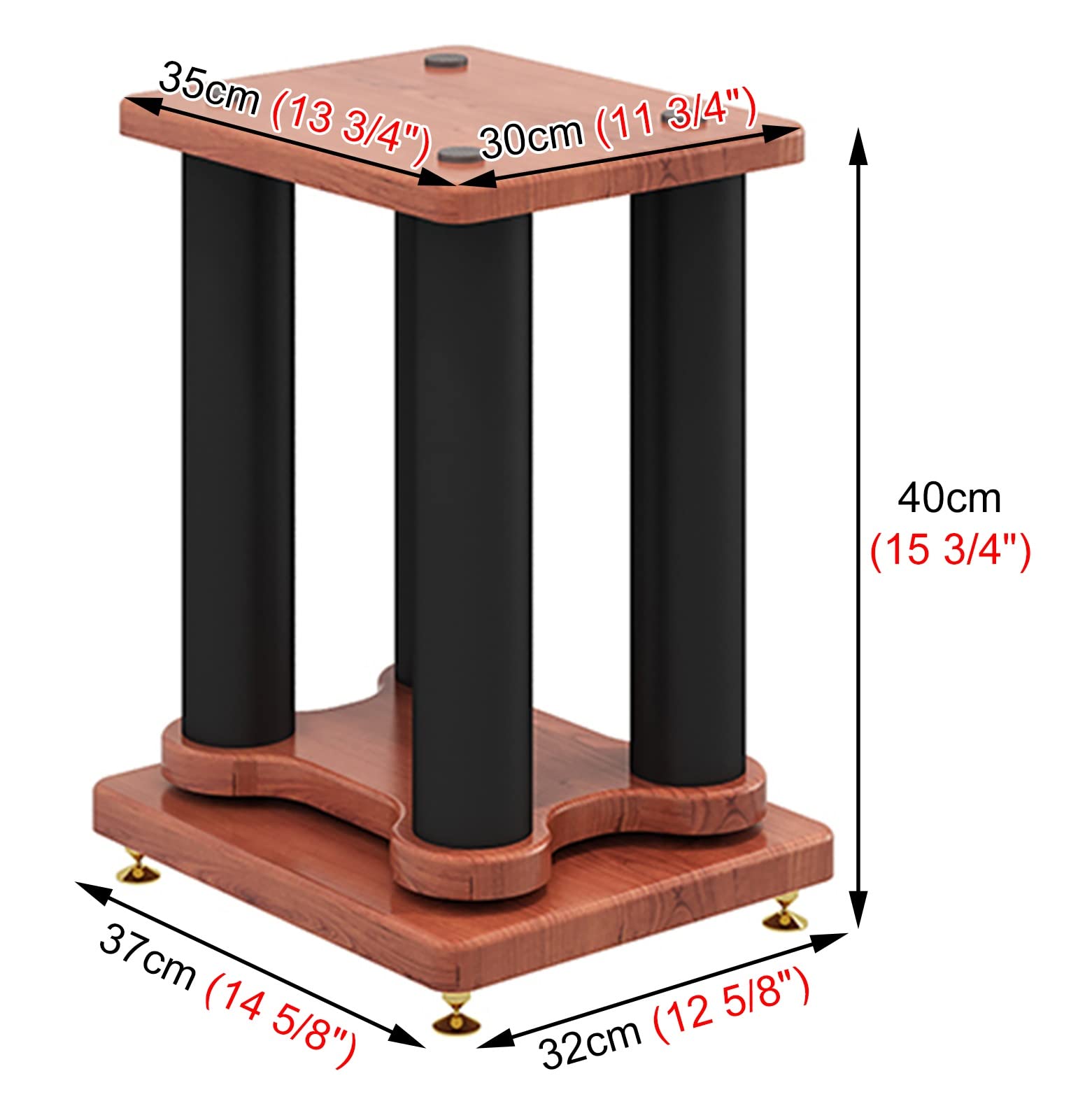 Mobile Stereo Hi Fi Rack Supporti per Altoparlanti Extra Alti - 20 Cm/ 30 Cm/ 40 Cm/ 50 Cm/ 60 Cm/ 70 Cm/ 80 Cm, Rack per Altoparlanti da Scaffale per Libri con Suono Surround Stabile Universale(40cm