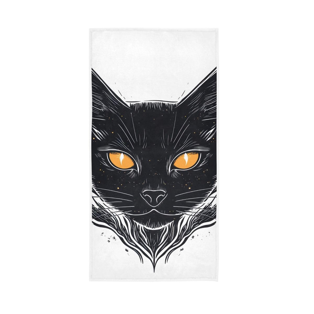 HUYGD Black Cat Orange Eyes Hand Towels, Multipurpose Absorbent Towels for Hand, Face, Hair, Bath 15 x 30 Inches