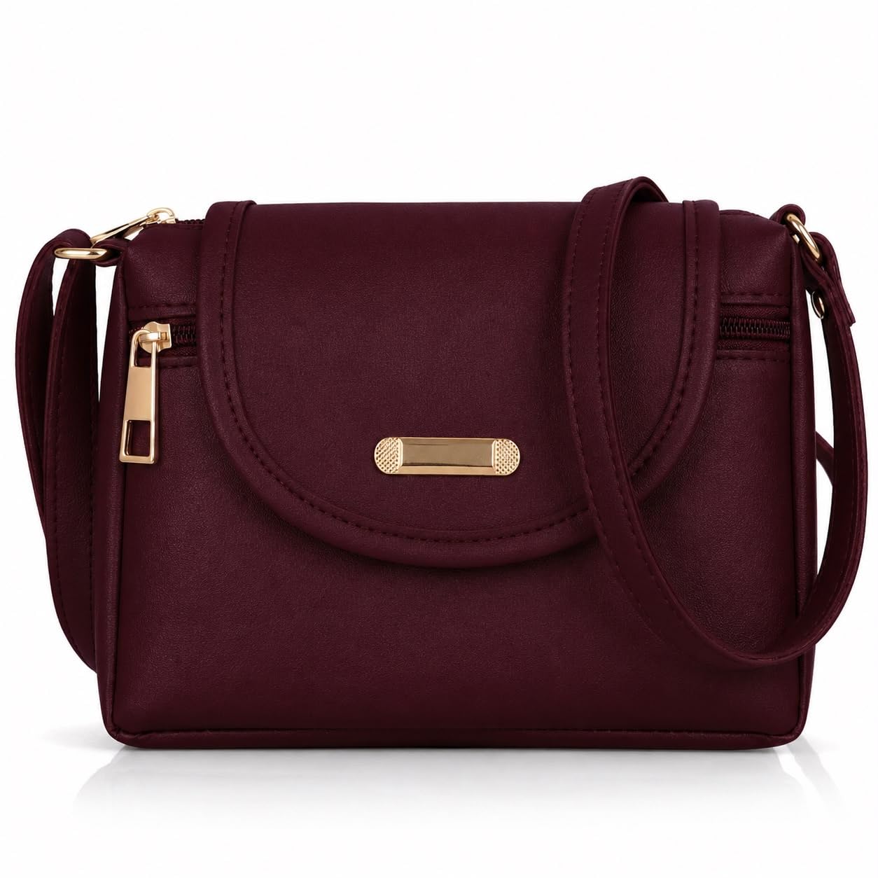 Stylish Women's Leather Shoulder Bag Embroidered Flap Crossbody Purse with Zipper Compartments & Adjustable Strap-image-31