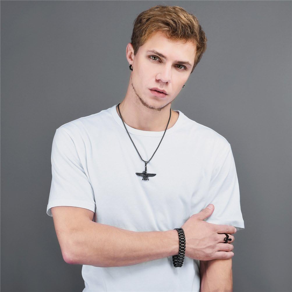 U7 Farvahar Pendant Chain Stainless/Black Gun/18K Gold Plated Symbol Iran Persian Gift Necklace, Customizable - Image 6