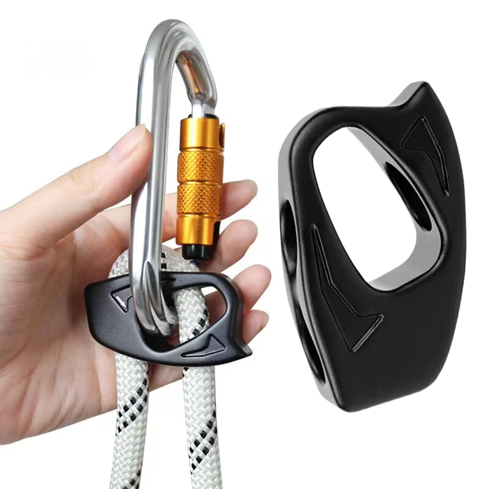 Climbing Rope Ascender, decender samoczynnie hamujący, amortyzujący wstrząsy urządzenie Quick Release, Heavy Duty Aluminum Alloy, Secure Fall Protection System, 2,76 x 1,57 x 0,78