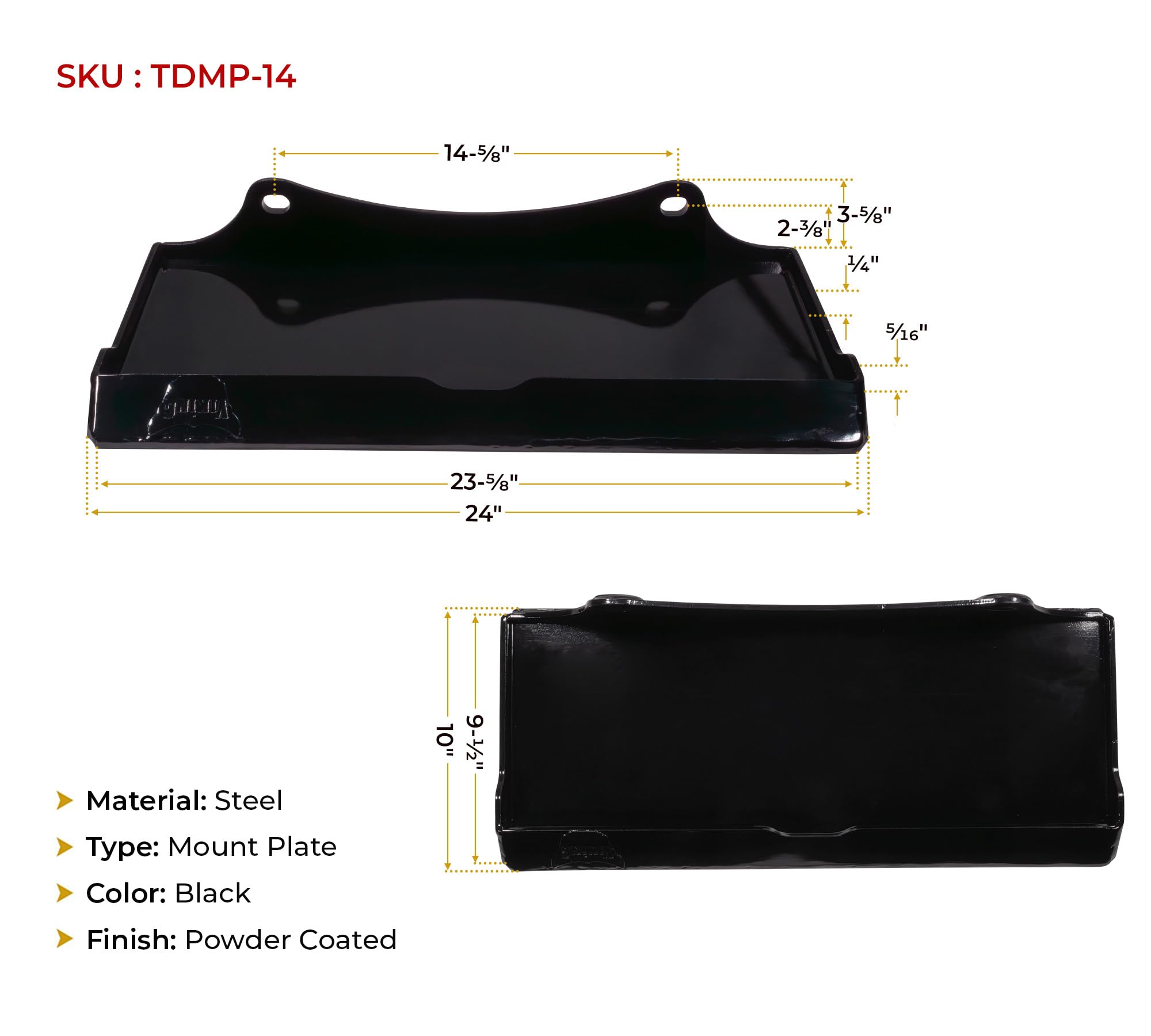 Mytee 1/4" Steel Quick Attachment Mount Plate – Compatible With Toro Dingo & Vermeer Mini Skid Steers, 3000 Lb Capacity