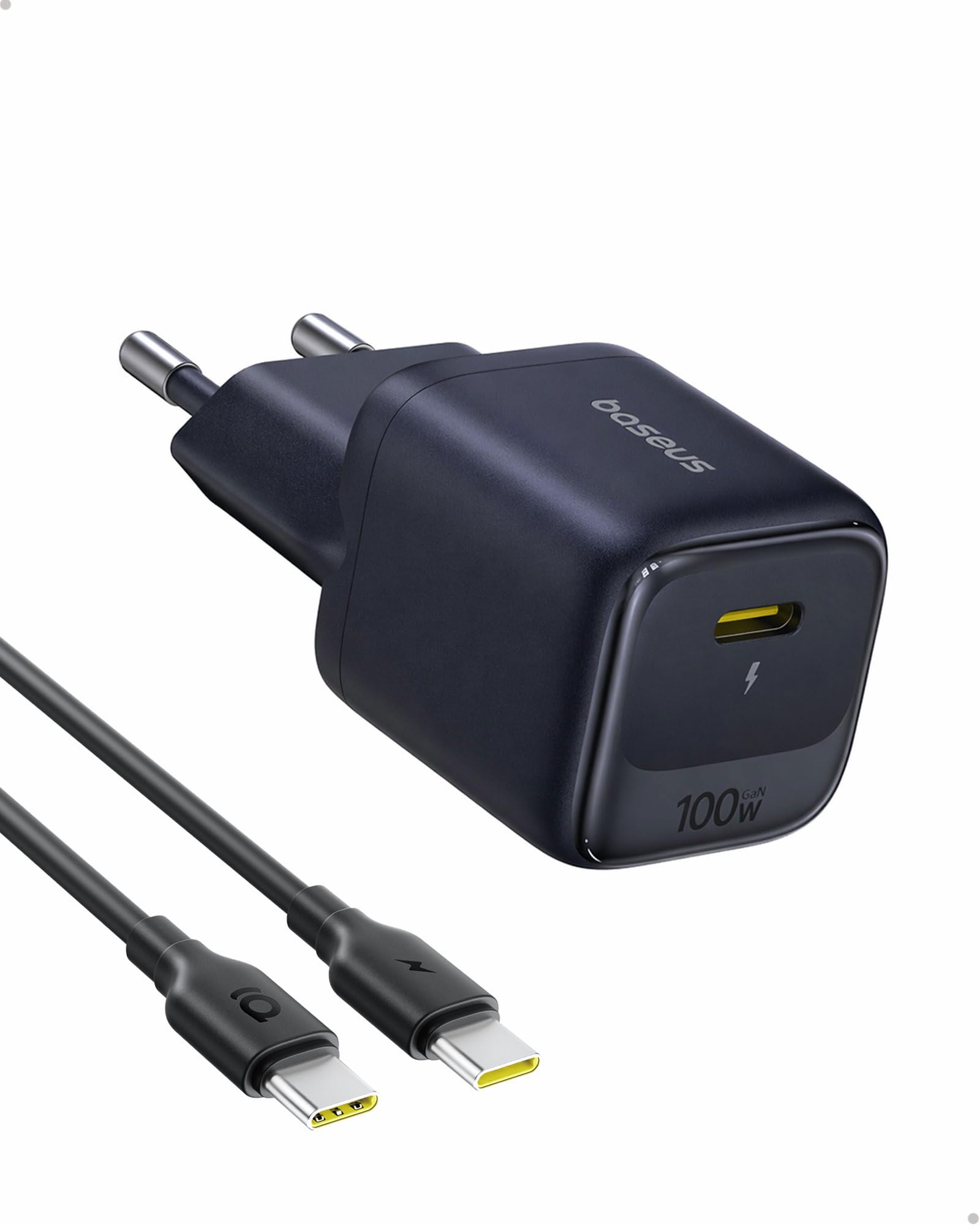 Baseus Enerfill Cargador USB C 100W, Cargador rápido PD Compacto, Cargador GAN para MacBook Pro/Air, iPad Pro, iPhone 17/16/15, Samsung Galaxy S25/S24, portátil (Cable USB-C de 1m Incluido)