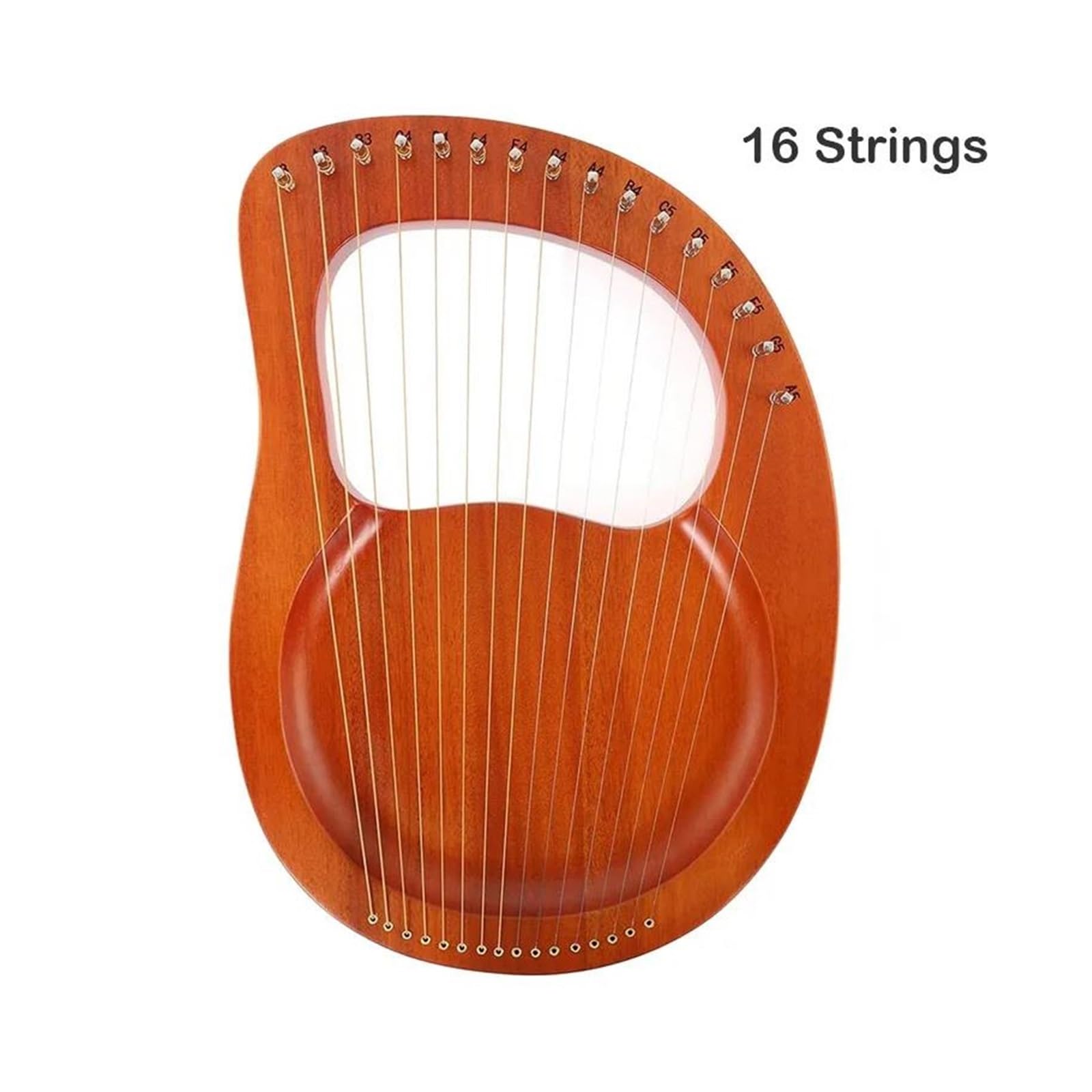 Harfe 16 Saiten Massivholzfurnier Harfe Lyra 16 Saiten Musikalisches Anfängerinstrument Mit Ersatzsaiten(16 Wood2)