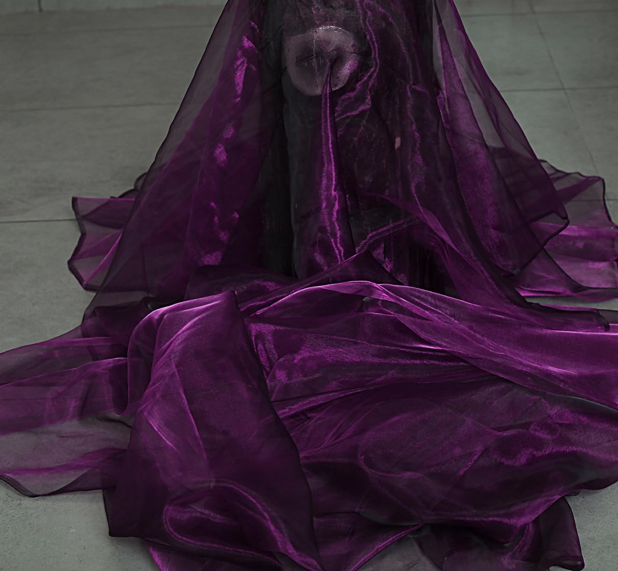 MDS Pack of 75 Yard Sheer Organza Fabric for Wedding Party Home Event Banquet Decorations, Backdrop Curtain Craft Dress Sewing Fashion DIY Crystal Organza Tulle Fabric Bolt 44” Wide - Dark Purple