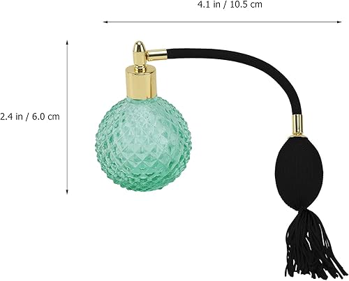Miniatura 9 de HEALLILY Botella de perfume vintage de cristal de 3.4 fl oz recargable con bolsa de aire de borla larga, recipiente de vidrio vacío transparente