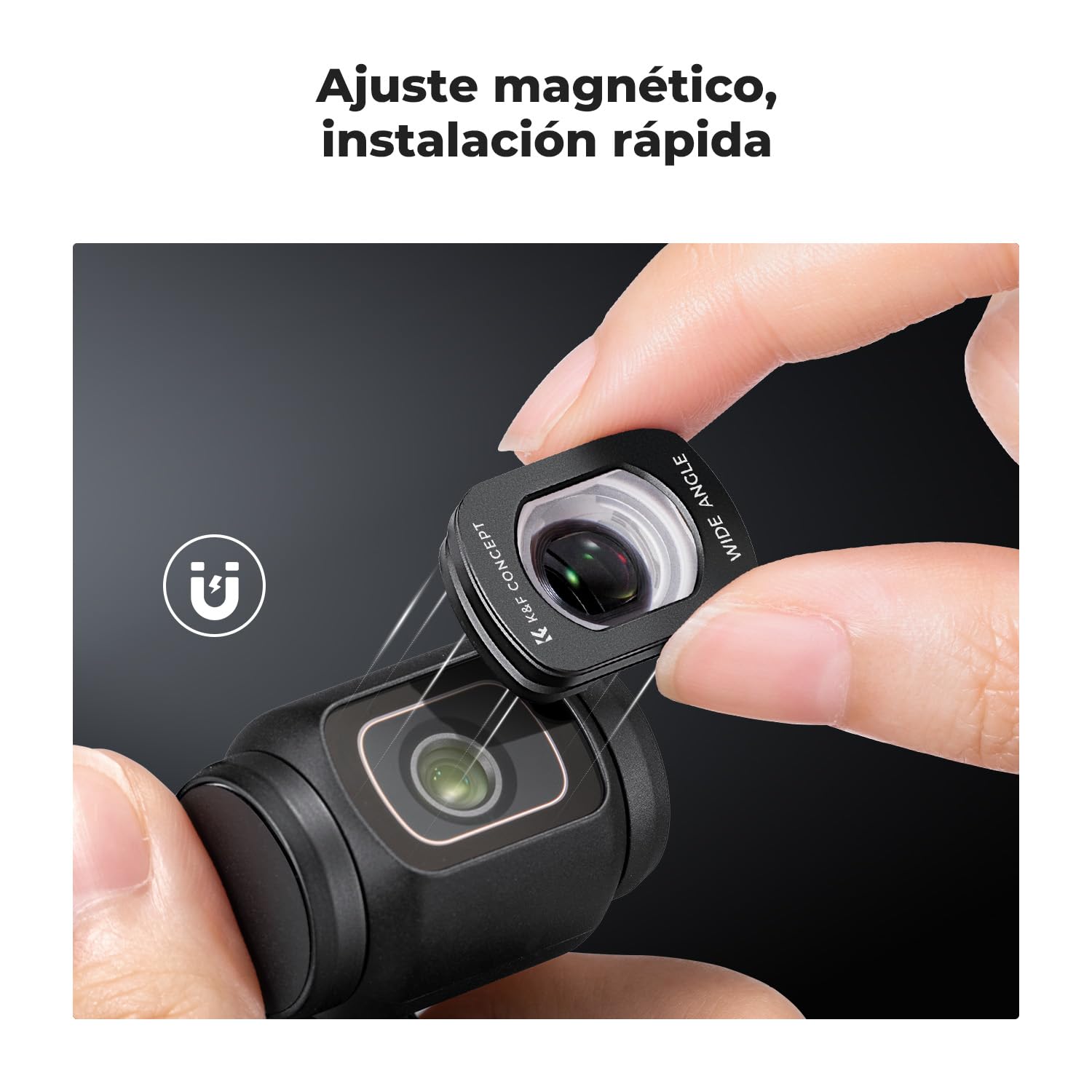 K&F CONCEPT FD161 Filtros Magnéticos Gran Angular para OSMO Pocket 3/4, Filtro Magnético Gran Angular Compatible con dji OSMO Pocket 3/4 (Aluminio)