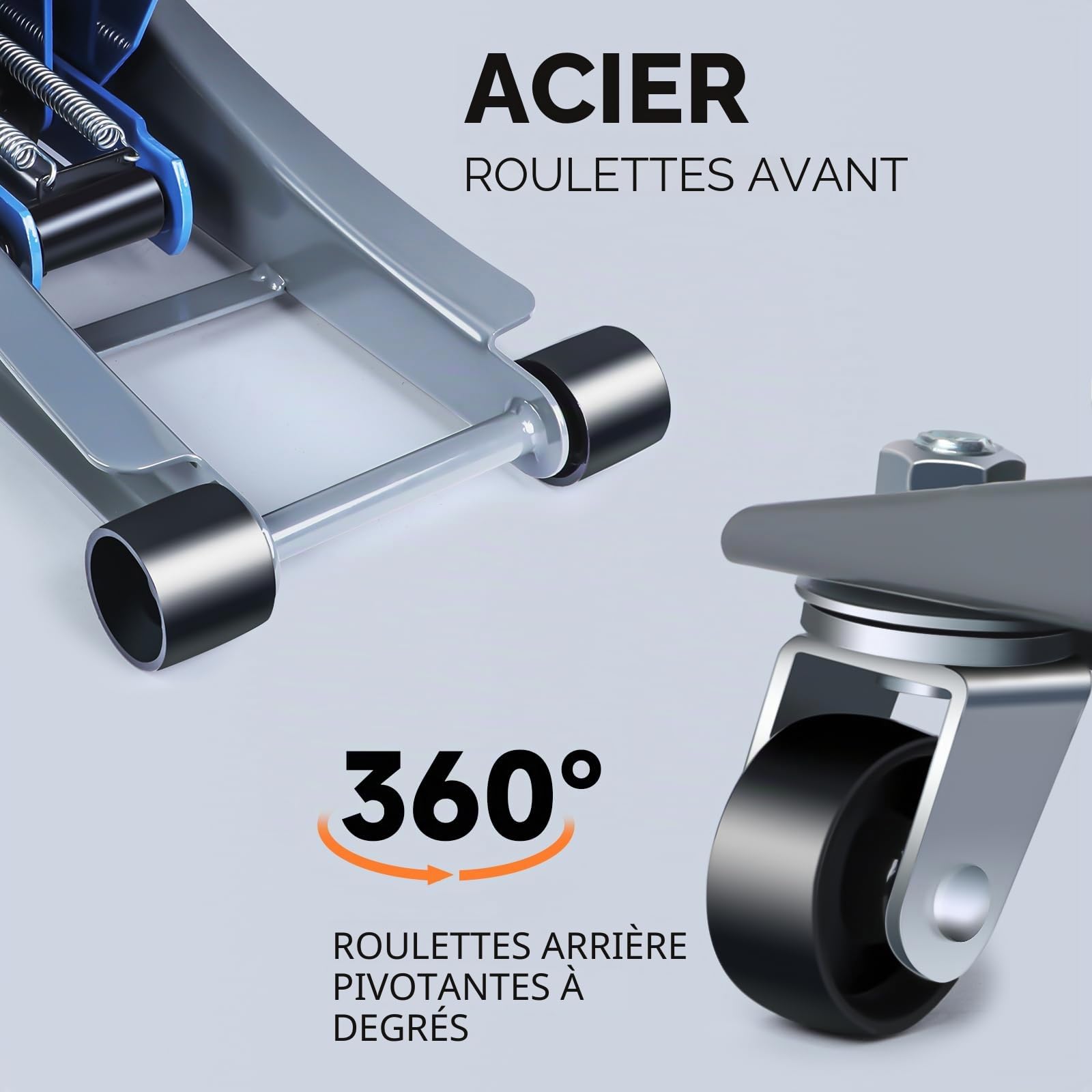 LARBANKE Cric hydraulique à profil bas de 3 tonnes pour voiture, construit en aluminium et acier durables, cric de sol avec double système de pompe pour un levage rapide, capacité de 2993,7 kg, plage
