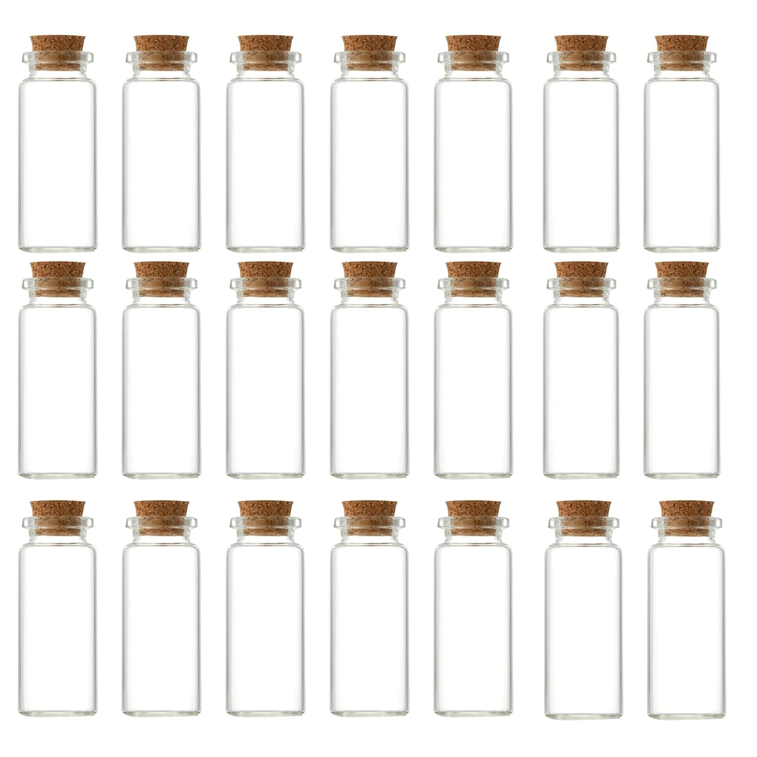 Paicreate 100Pcs Mini Glass Bottles, 10ml Tiny Glass Wishing Bottles with Cork Stoppers, Small Spell Bottle, Empty Message Bottles for DIY Wedding Party Decoration Arts Crafts