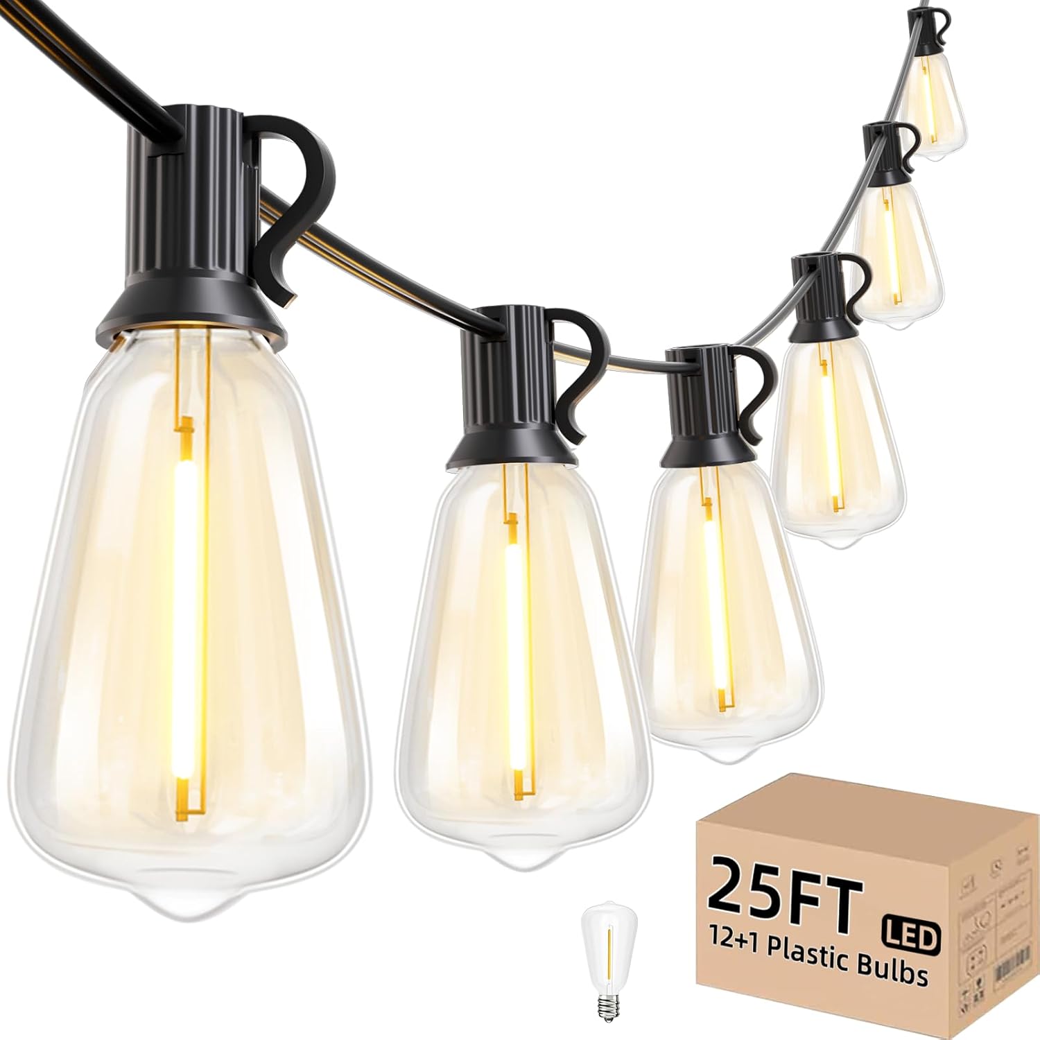 Svater Outdoor String Lights 25 FT with Landscape Lighting Low Voltage 4 Pack for Patio Outside Bistro Backyard
