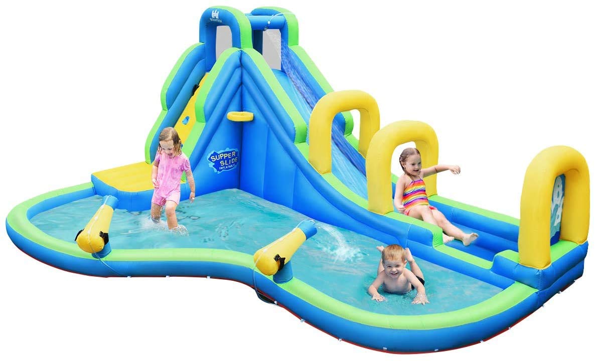 COSTWAY Castillo Hinchable para Niños con Tobogán Acuático 478x 366x242centímetros Infantil Castillo Inflable (sin soplador)