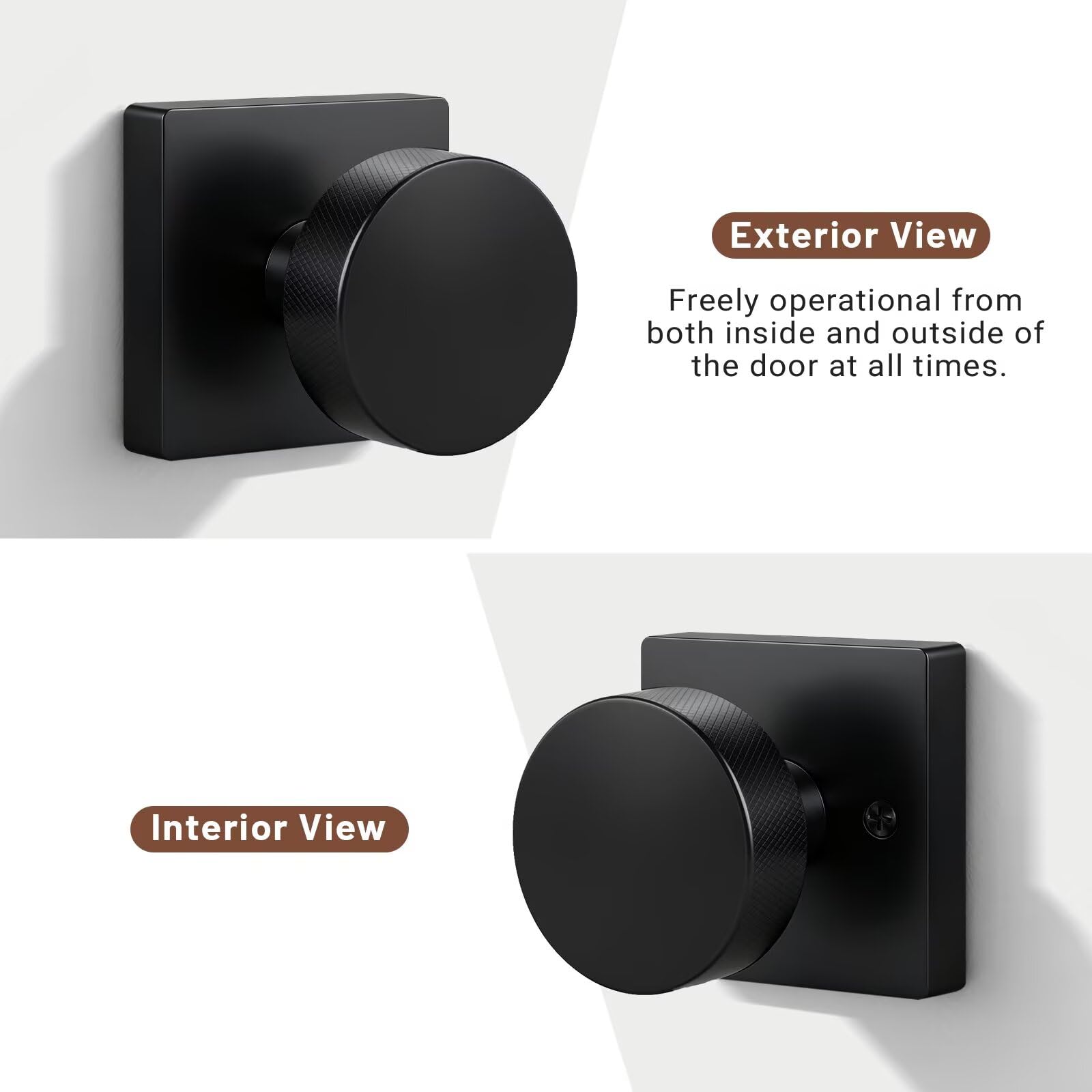 Black Closet Door Knobs - Keyless Passage -3