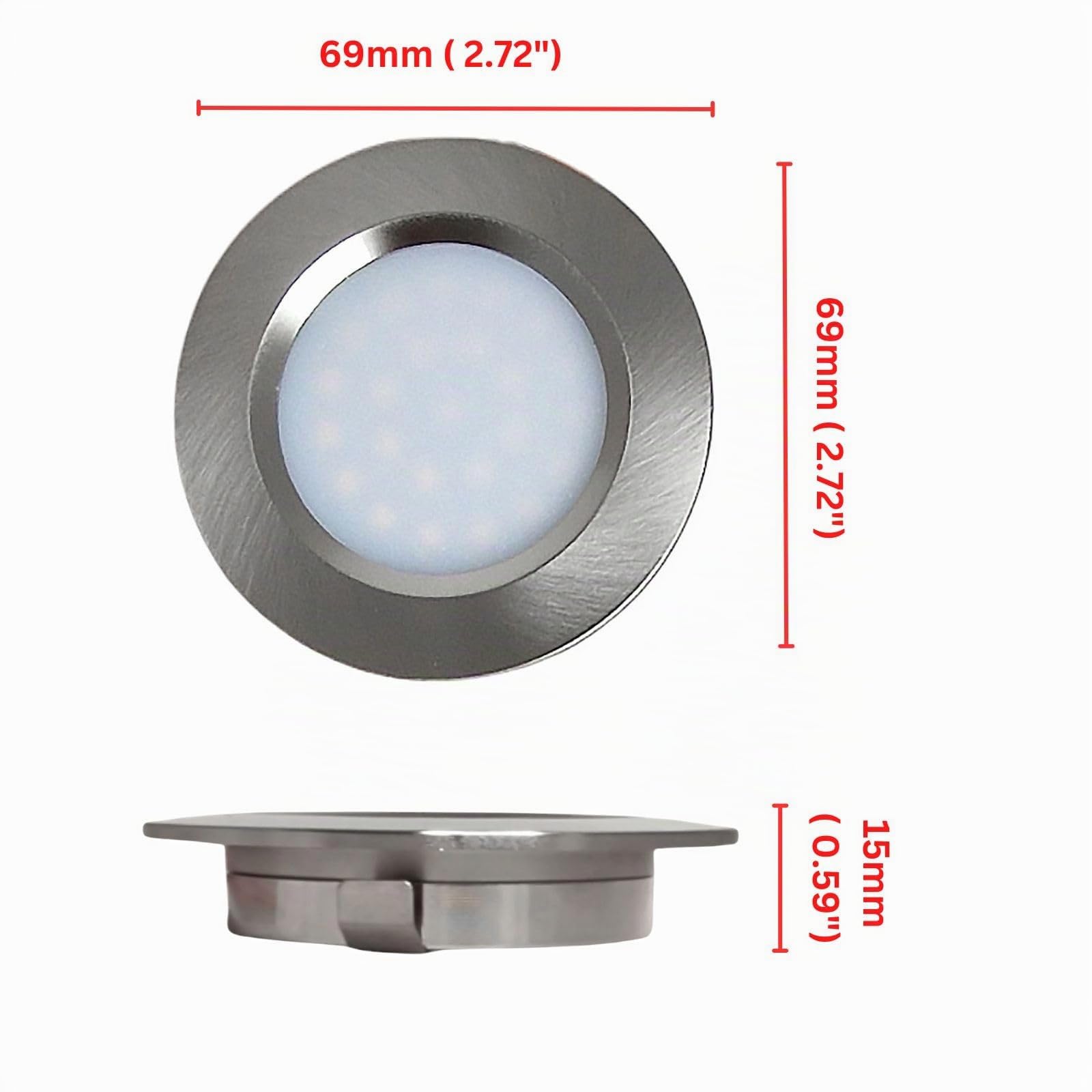 MARVIX Lot de 4 spots LED 12 V 24 V avec interrupteur tactile à intensité variable pour caravane, camping-car, bateau, éclairage blanc chaud