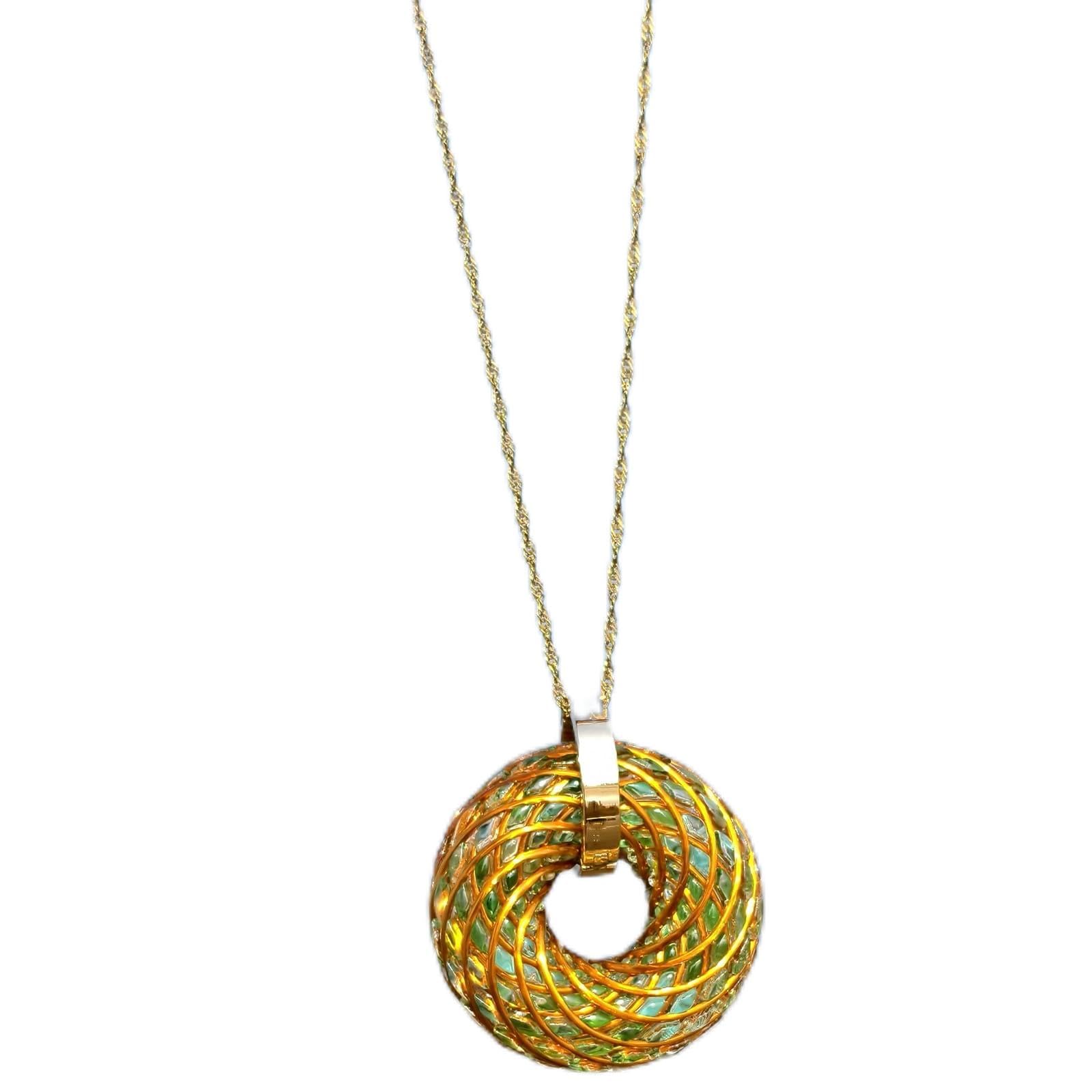 THYXGS Pendant Rodin Coil Necklace, Wood, 1.77" Double Vortex Spiral