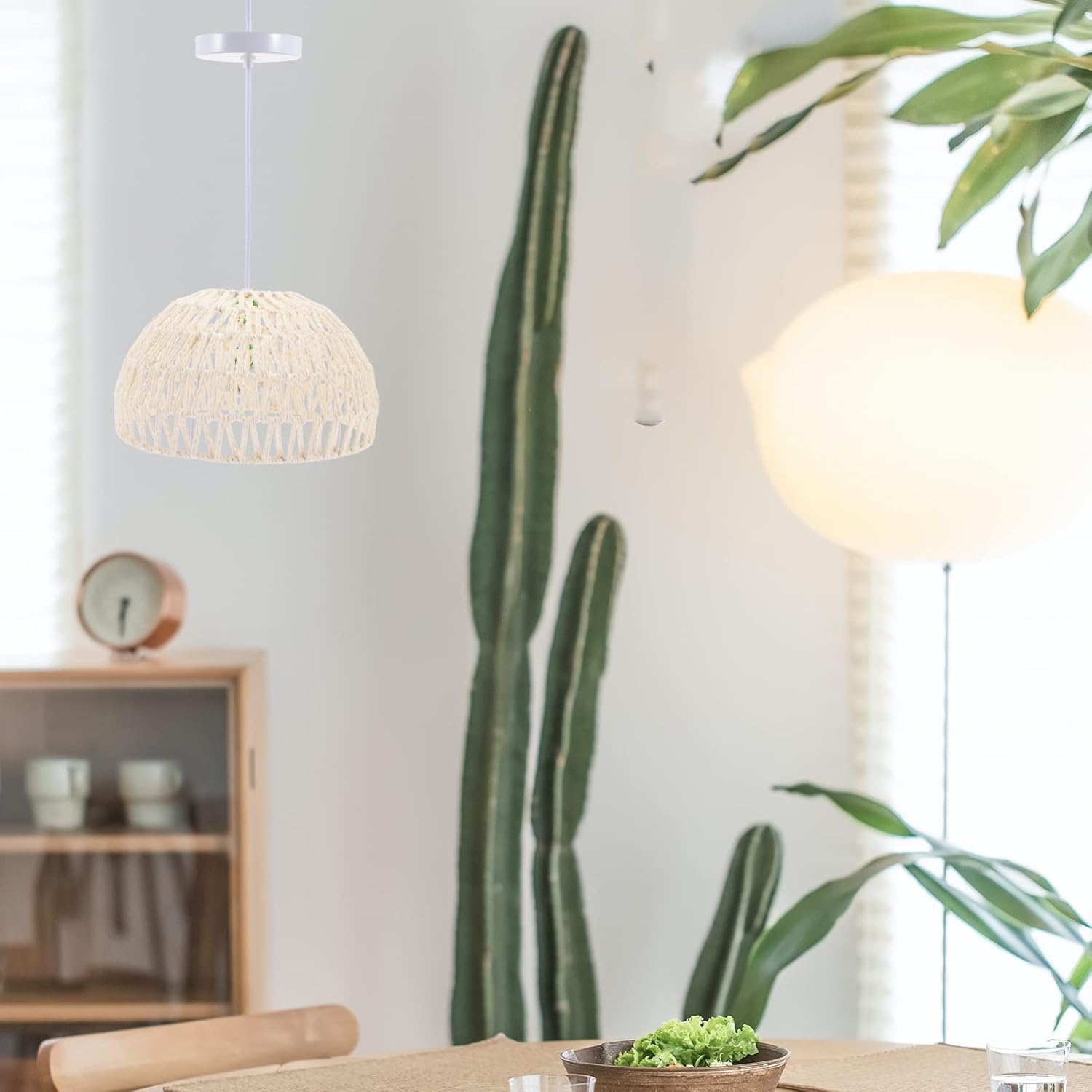 MAGICLULU Rattan Chandelier Lamp Shade Handmade Woven Ceiling Light Fixture Vintage Rattan Lamp Cover for Cafes and Southeast Asian Restaurants 1-Pack